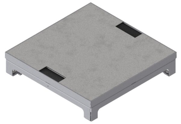 Produktbild UBD 320 312  -  Unterflur-Bodendose UBD 320 inkl. belegtem Deckel aus Chromstahl, geschliffen, und 2 Bürstenauslä